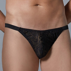 Allure Men String Dentelle Leopard Allure Noir